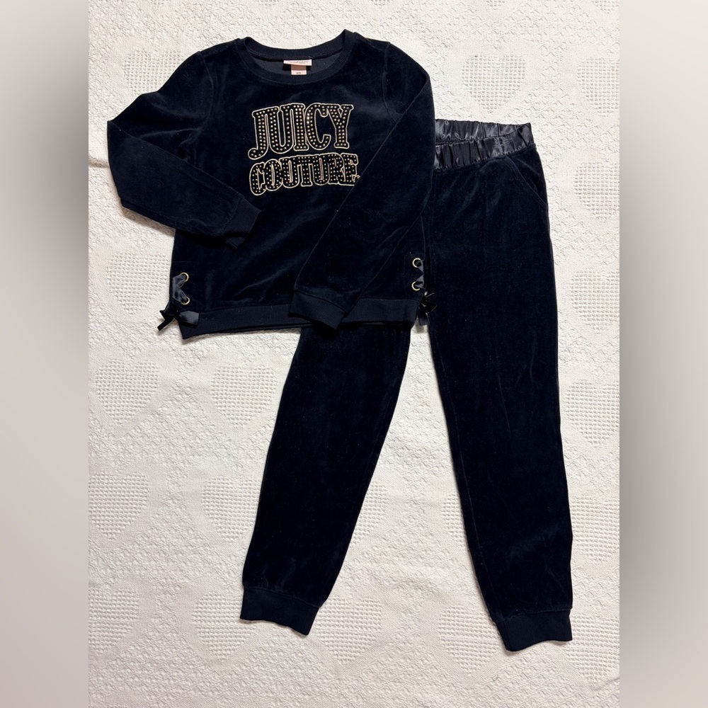 Juicy Couture Kids Black Velour Tracksuit Size 8-10